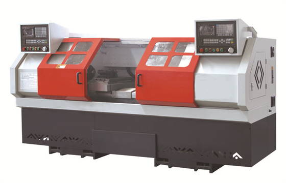 二重紡錘 CNC の旋盤機械、横の 2 ヘッド通る機械